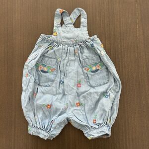 Stella McCartney Baby Bubble Romper Denim Embroidered Floral 6M